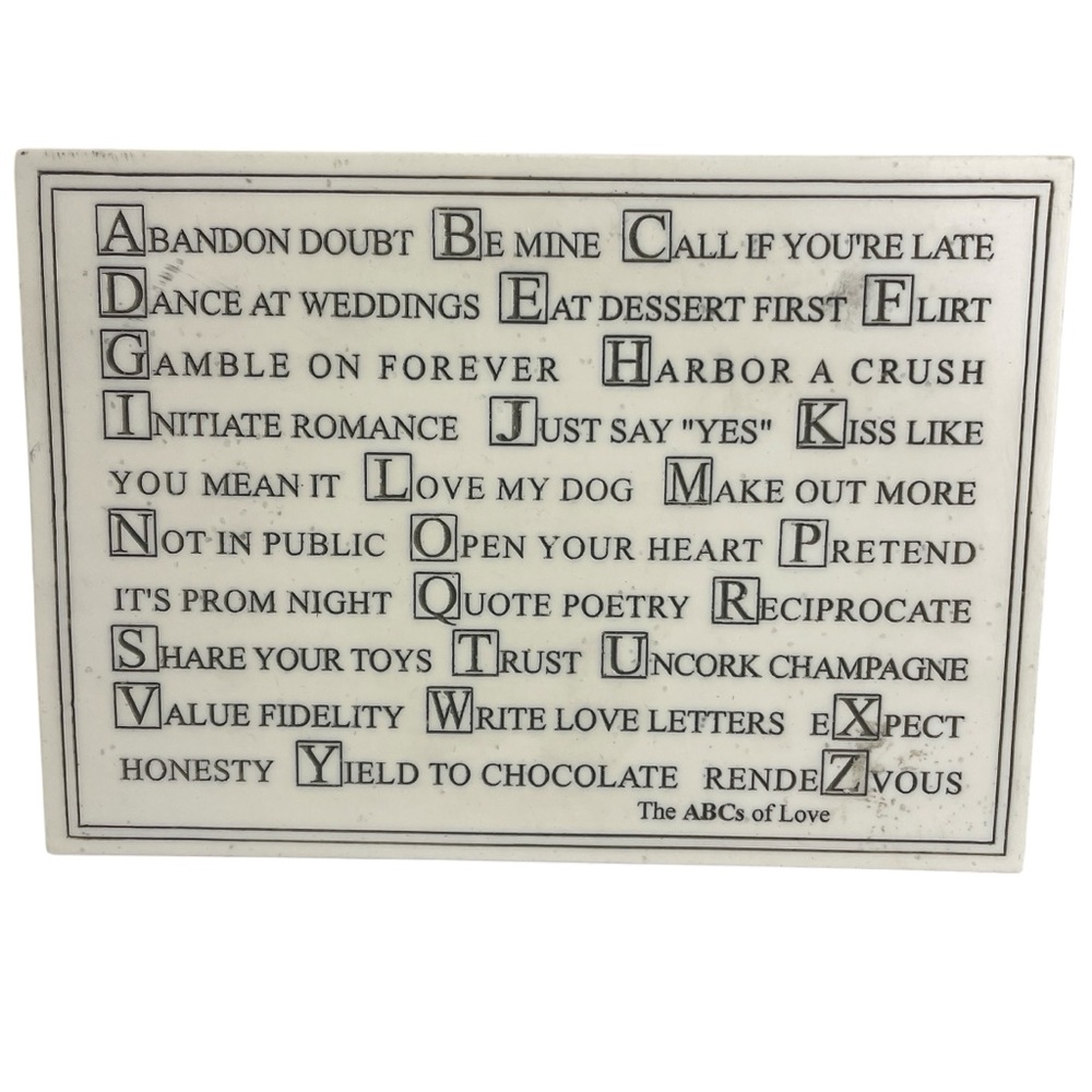 House Parts The ABCs of Love Wall Plaque Art or Tabletop